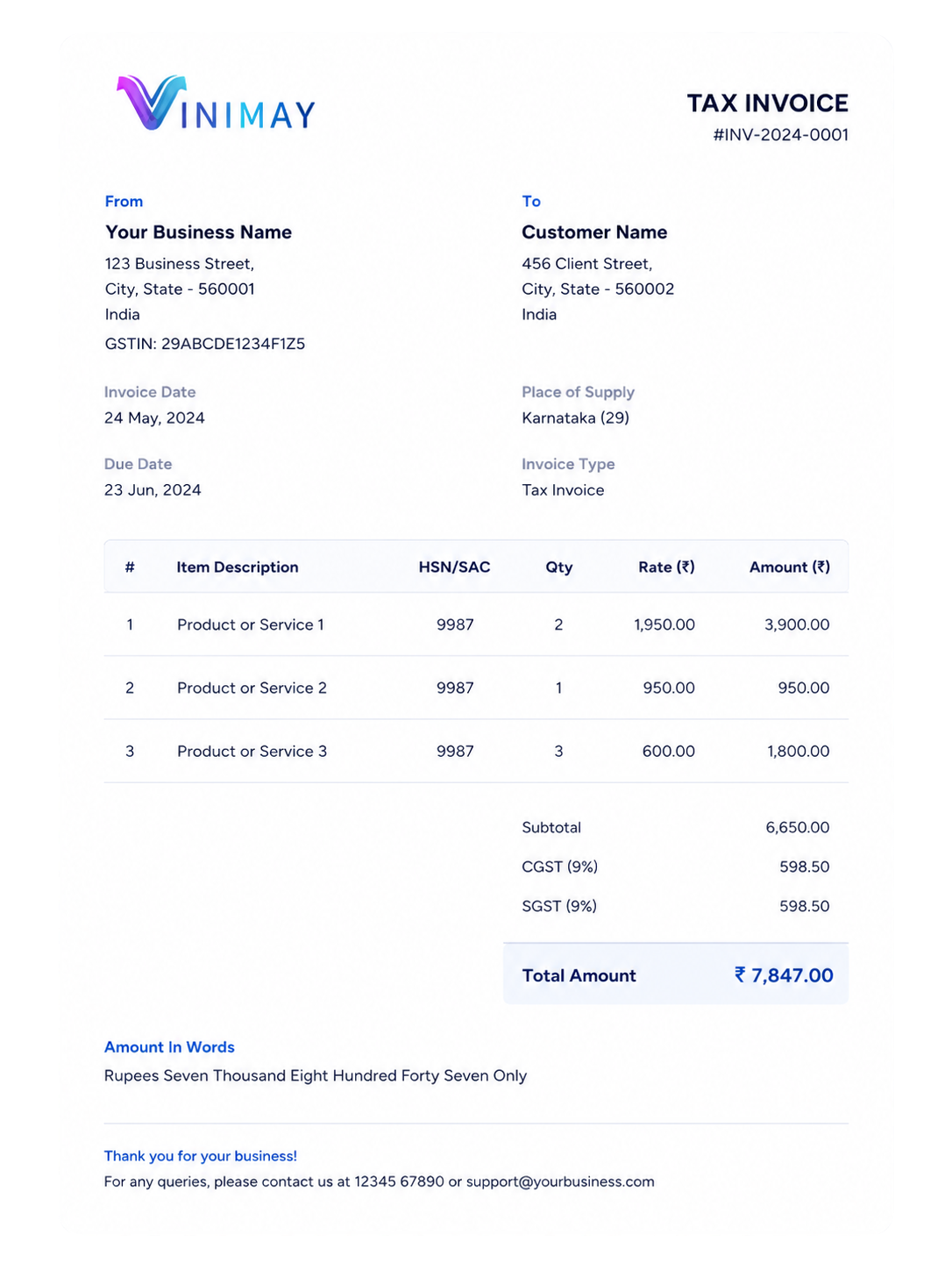Vinimay invoice generator preview